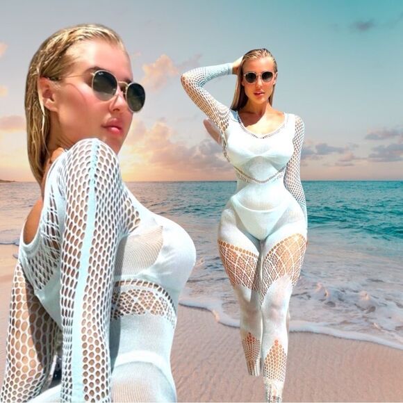 Feels Good On! l Red or Blue l Long-sleeve l Bodystocking l OS High-stret… - Picture 7 of 12